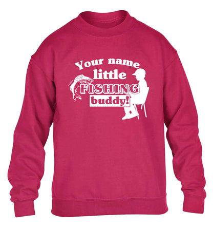 Personalised little fishing buddy children's pink sweater 12-13 Years