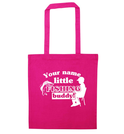 Personalised little fishing buddy pink tote bag