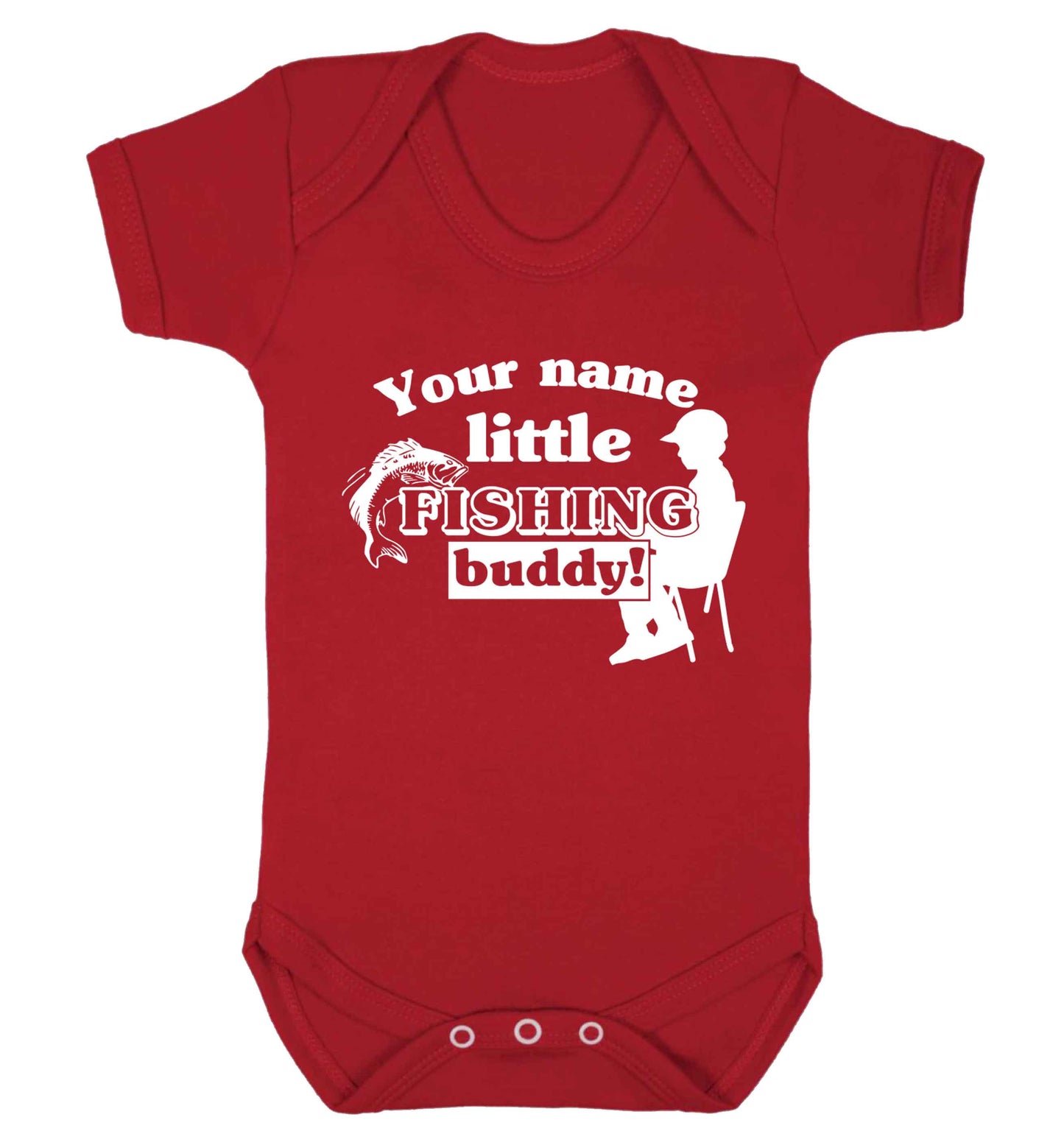 Personalised little fishing buddy Baby Vest red 18-24 months