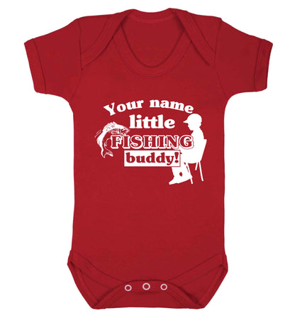 Personalised little fishing buddy Baby Vest red 18-24 months