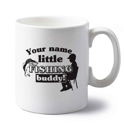 Personalised little fishing buddy left handed white ceramic mug 