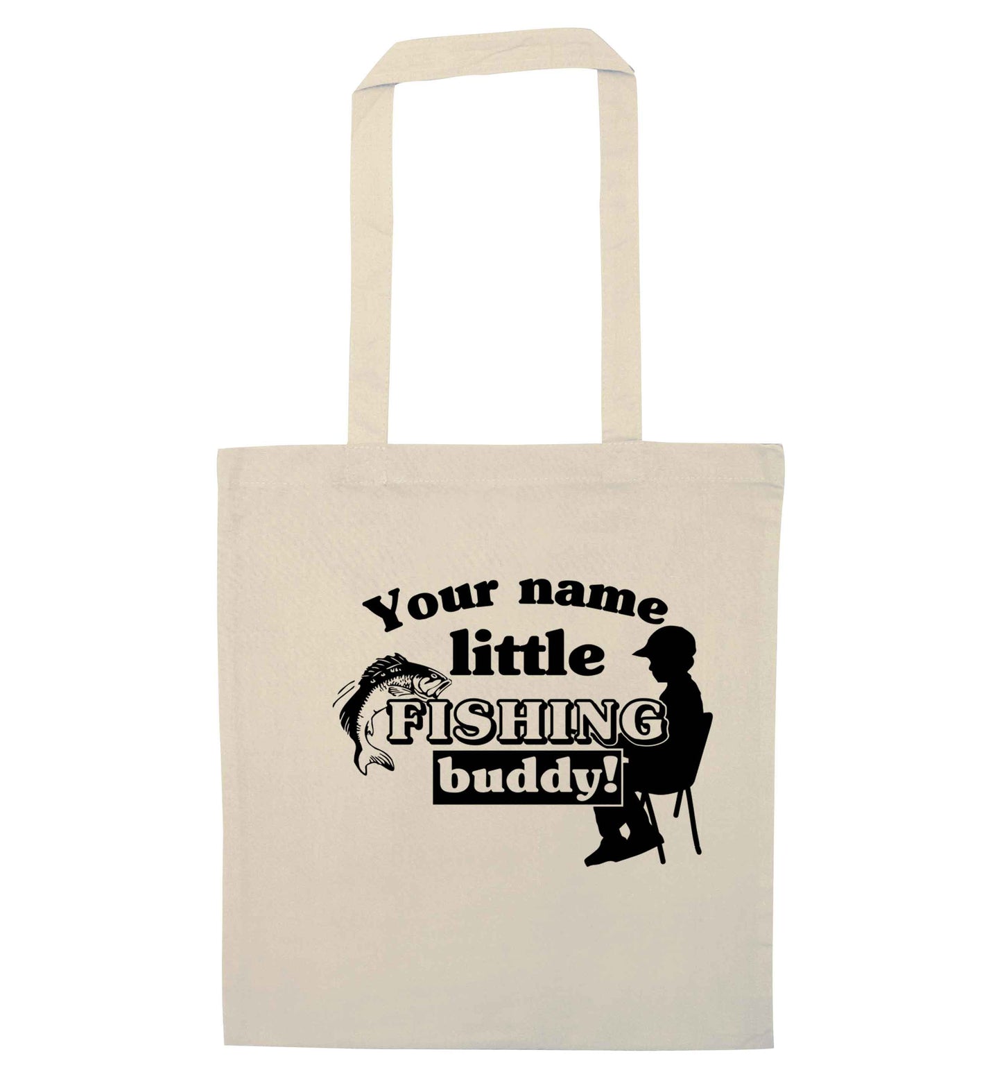 Personalised little fishing buddy natural tote bag