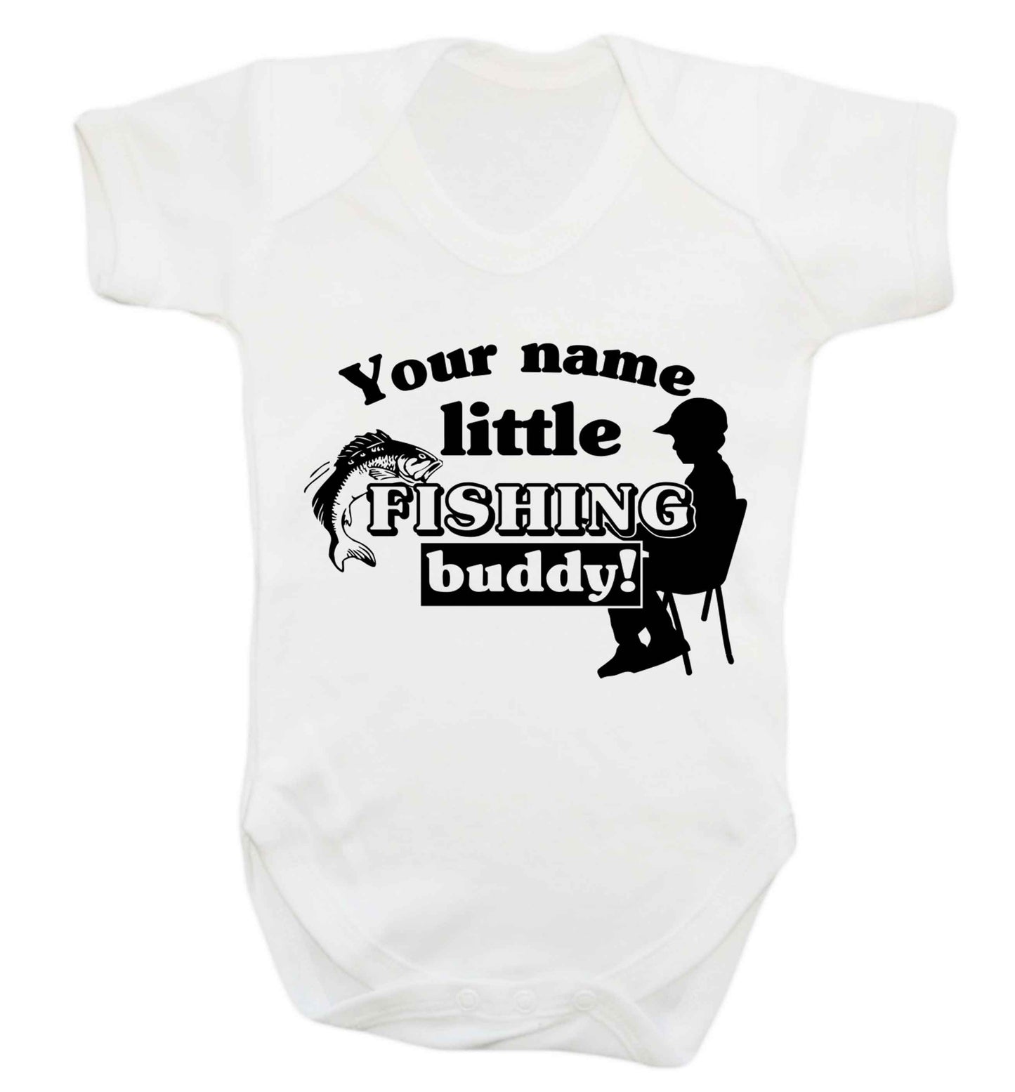 Personalised little fishing buddy Baby Vest white 18-24 months
