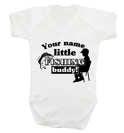 Personalised little fishing buddy Baby Vest white 18-24 months