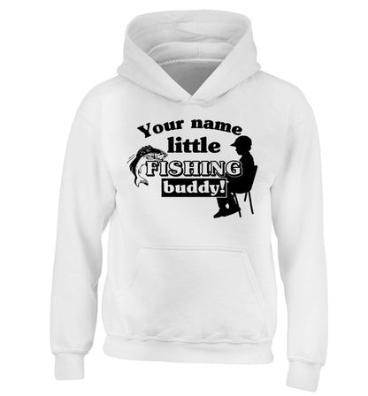 Personalised little fishing buddy children's white hoodie 12-13 Years