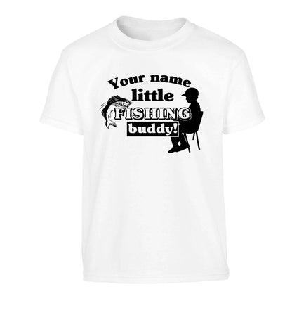 Personalised little fishing buddy Children's white Tshirt 12-13 Years