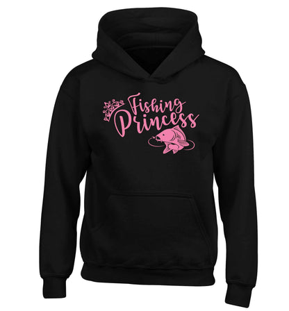 Fishing princess children's black hoodie 12-13 Years