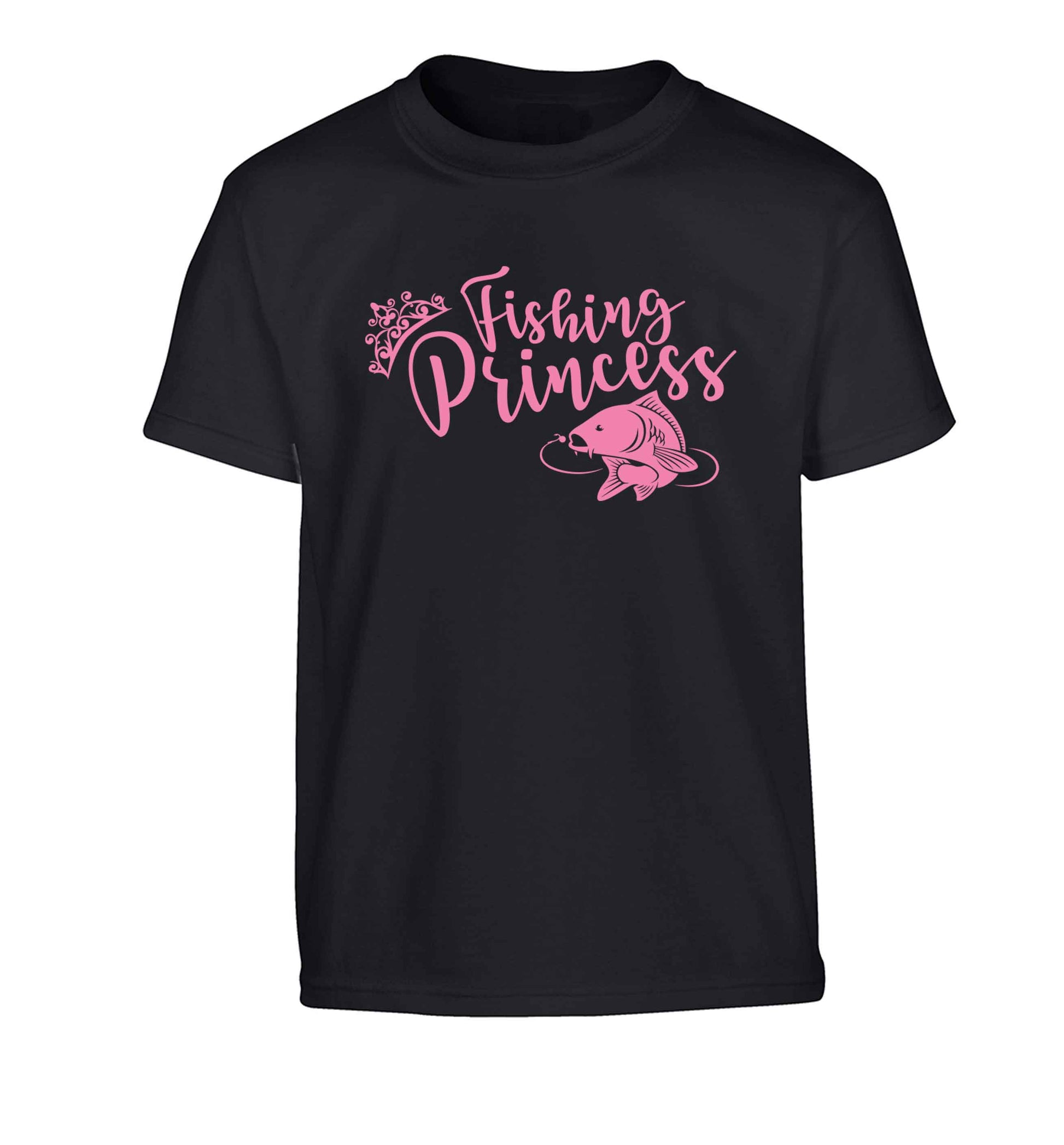 Fishing princess Children's black Tshirt 12-13 Years