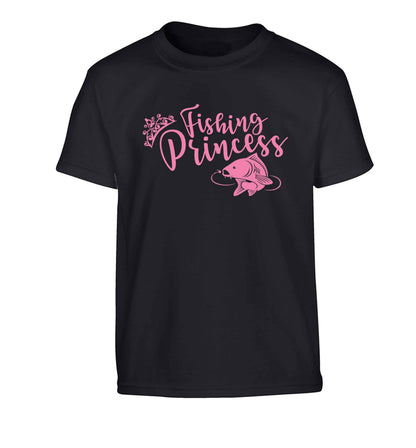 Fishing princess Children's black Tshirt 12-13 Years