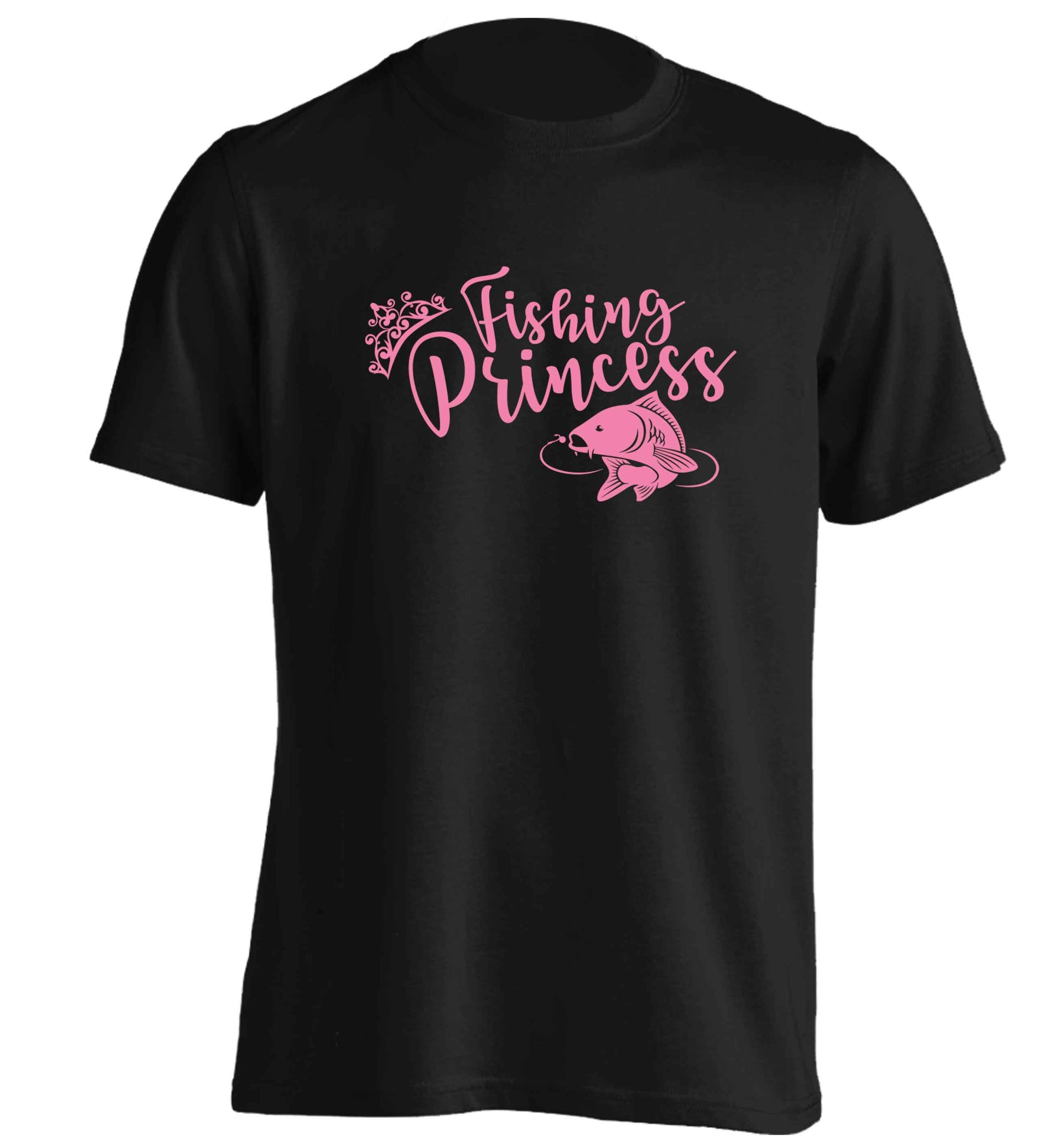 Fishing princess adults unisex black Tshirt 2XL
