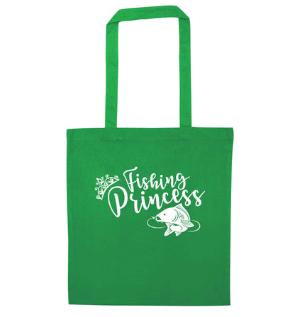 Fishing princess green tote bag