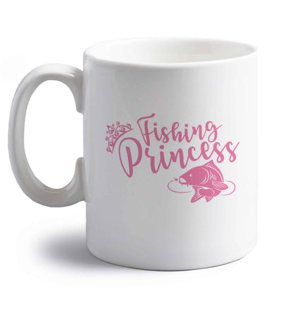Fishing princess right handed white ceramic mug 