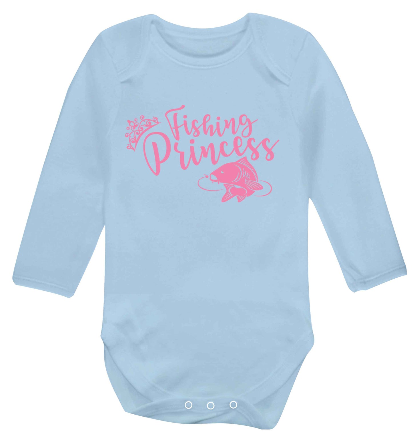 Fishing princess Baby Vest long sleeved pale blue 6-12 months