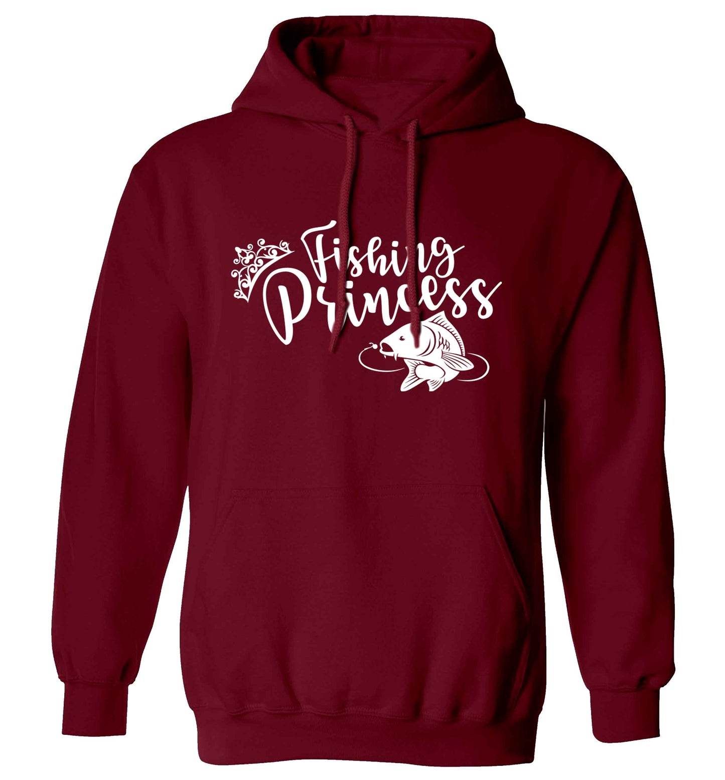 Fishing princess adults unisex maroon hoodie 2XL