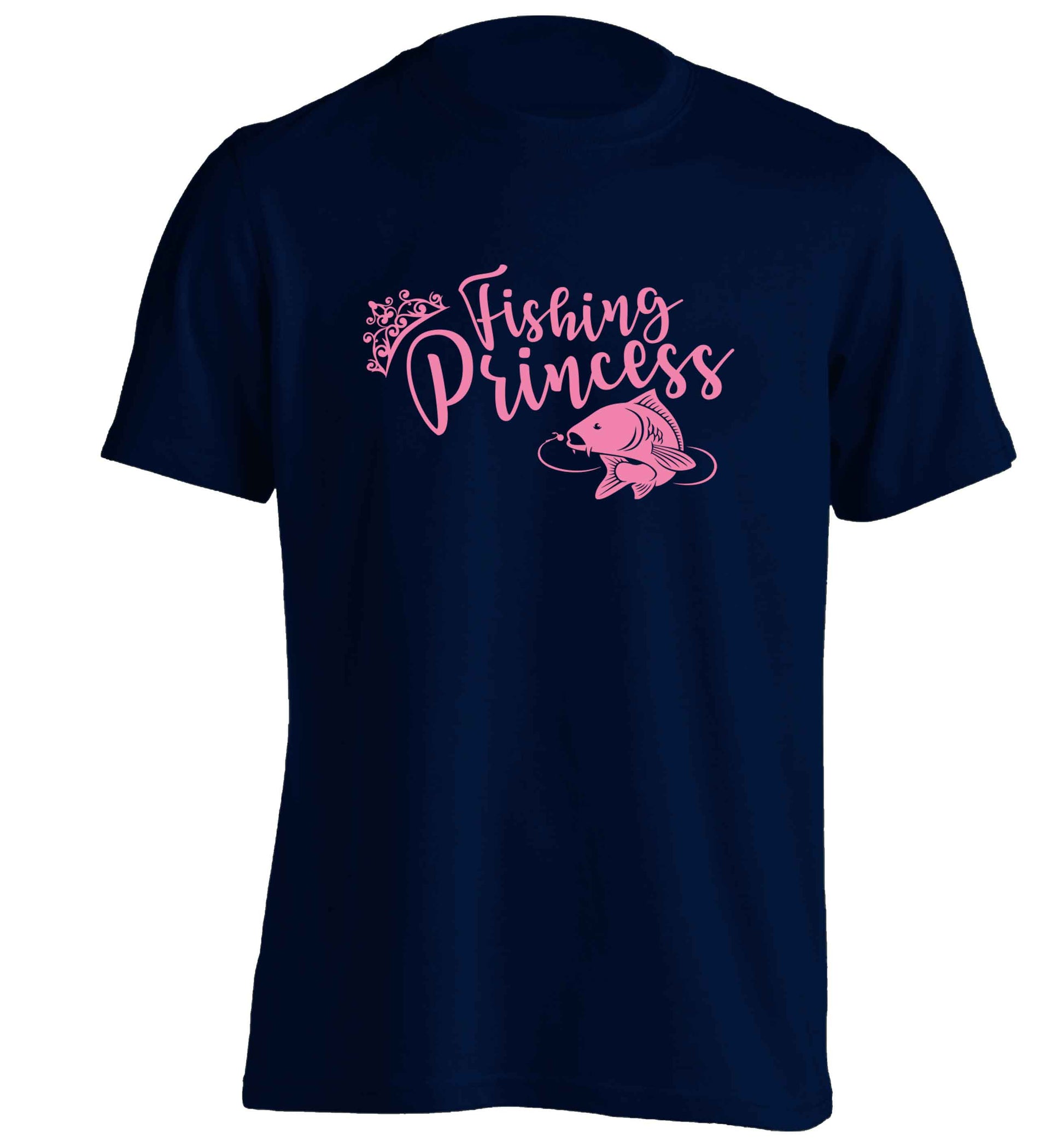 Fishing princess adults unisex navy Tshirt 2XL