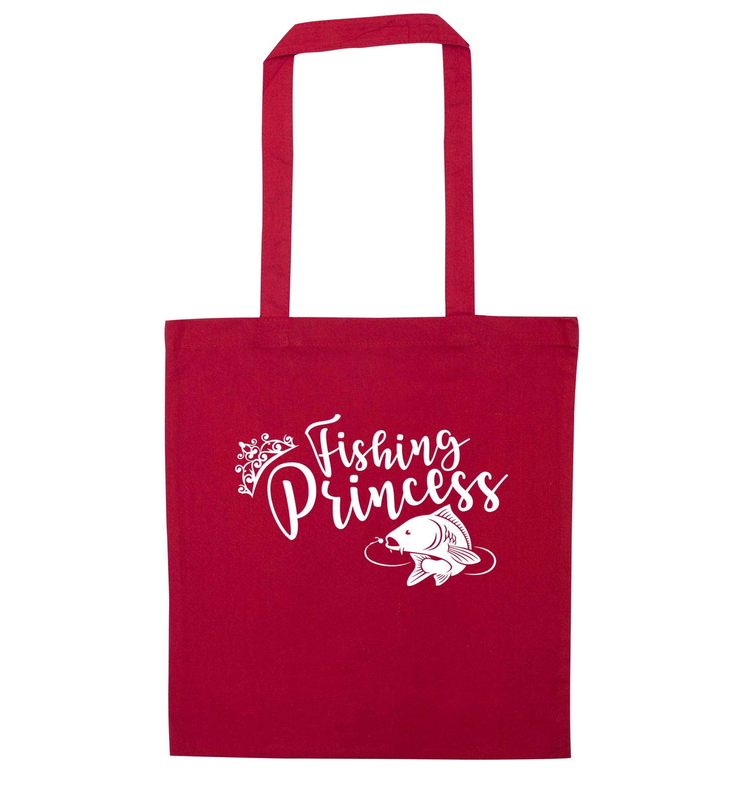 Fishing princess red tote bag