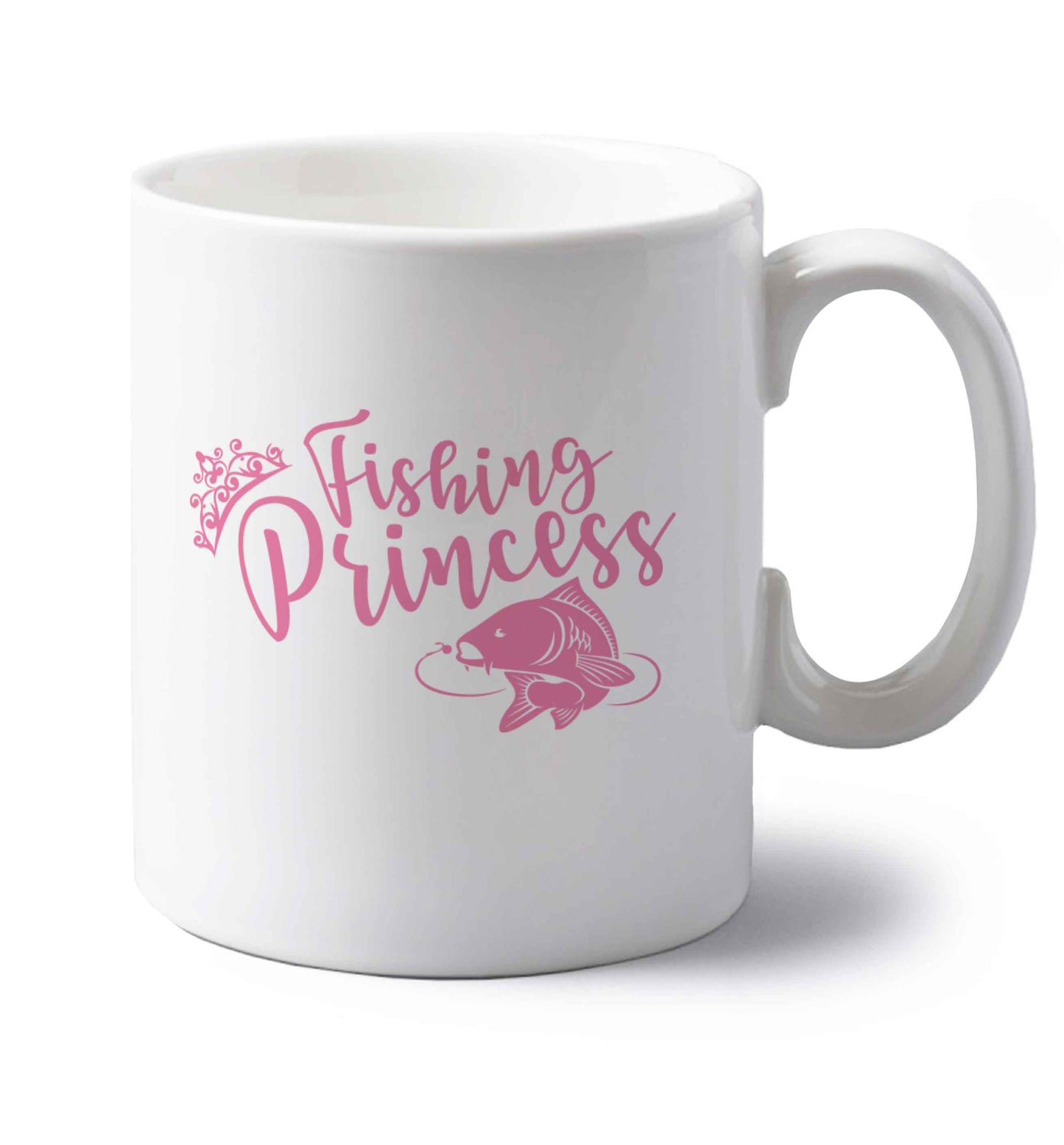 Fishing princess left handed white ceramic mug 