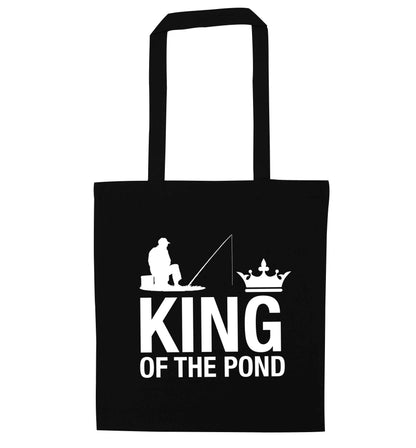 King of the pond black tote bag
