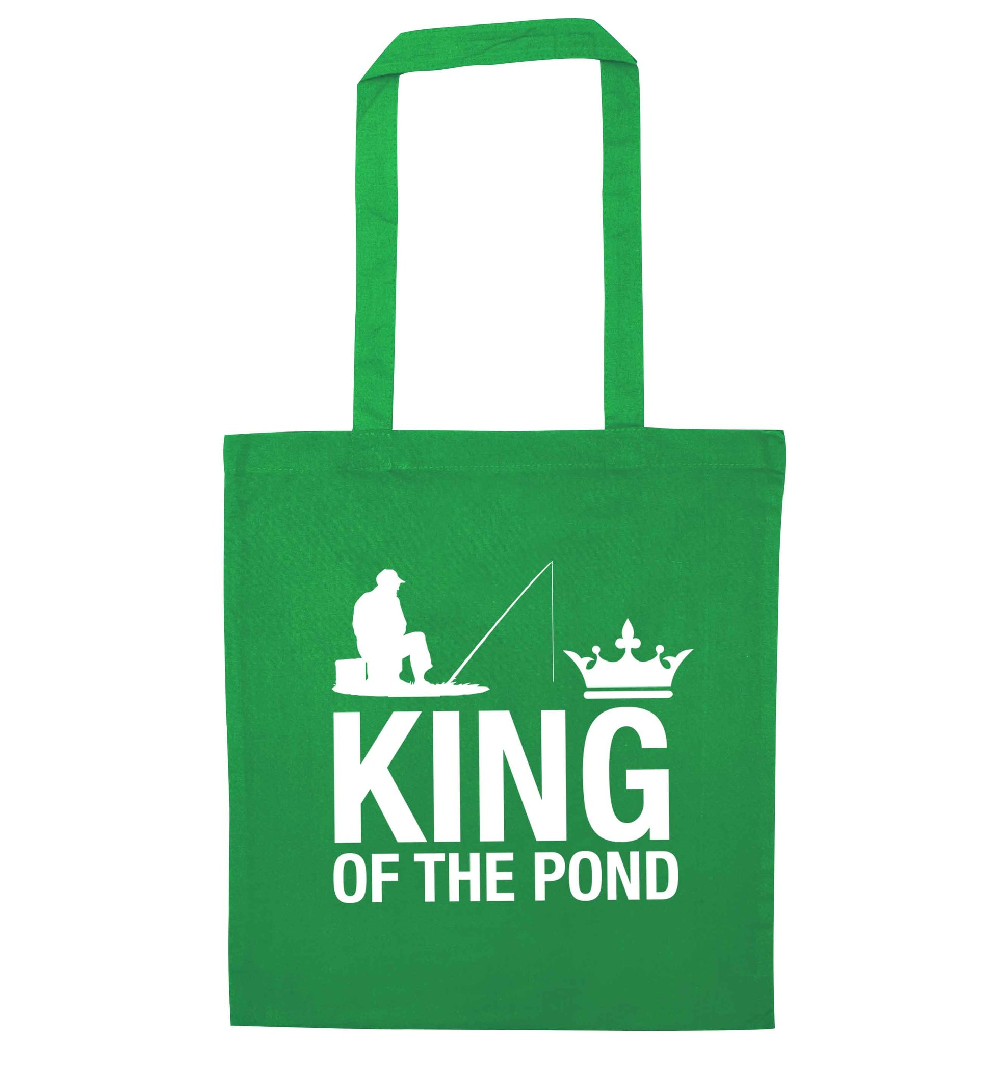 King of the pond green tote bag