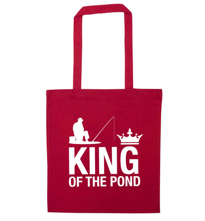 King of the pond red tote bag