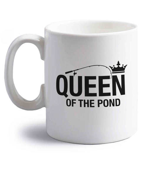 Queen of the pond right handed white ceramic mug 