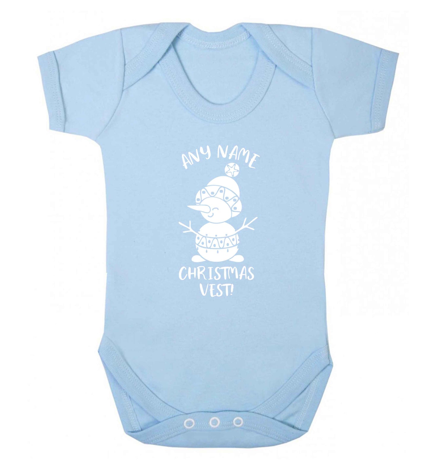 Personalised Christmas vest any name Baby Vest pale blue 18-24 months