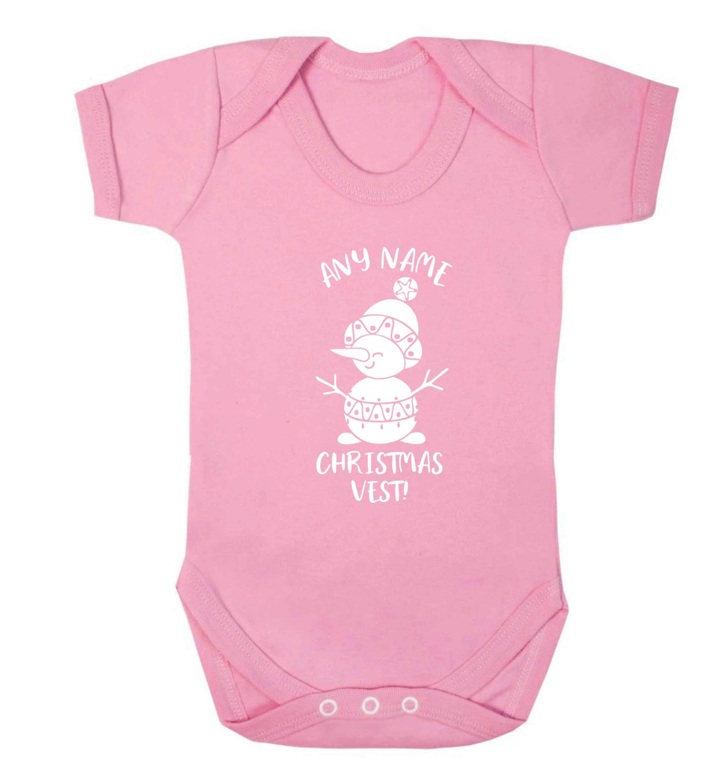 Personalised Christmas vest any name Baby Vest pale pink 18-24 months
