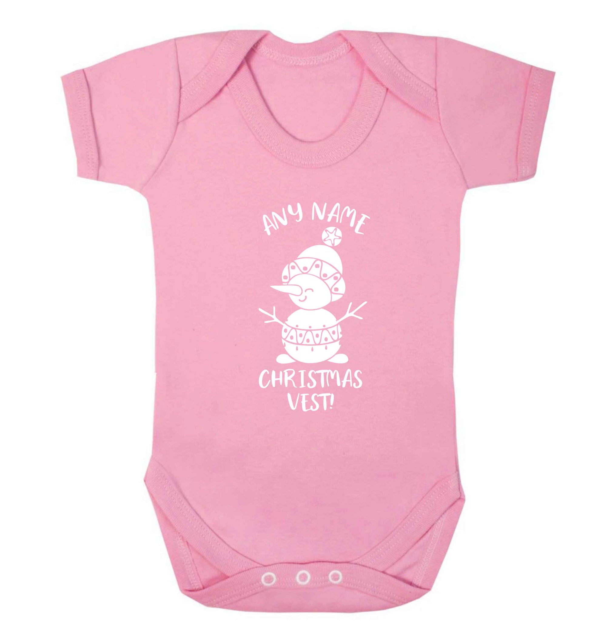 Personalised Christmas vest any name Baby Vest pale pink 18-24 months