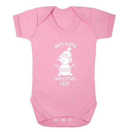 Personalised Christmas vest any name Baby Vest pale pink 18-24 months