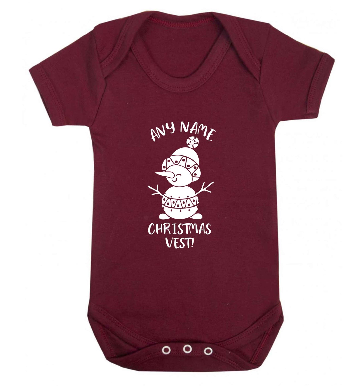Personalised Christmas vest any name Baby Vest maroon 18-24 months