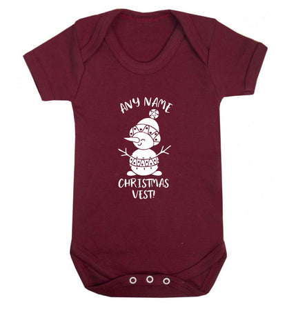 Personalised Christmas vest any name Baby Vest maroon 18-24 months