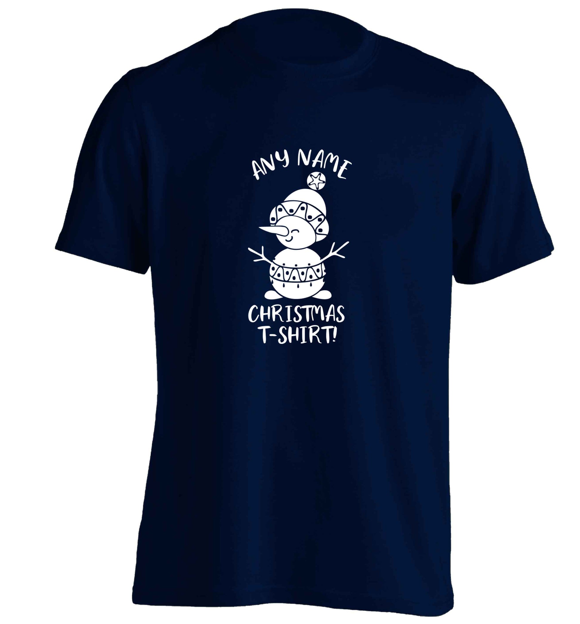 Personalised Christmas T-Shirt any name adults unisex navy Tshirt 2XL