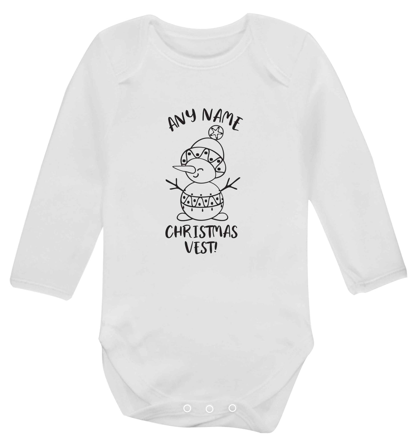 Personalised Christmas vest any name Baby Vest long sleeved white 6-12 months