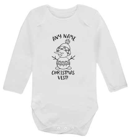 Personalised Christmas vest any name Baby Vest long sleeved white 6-12 months