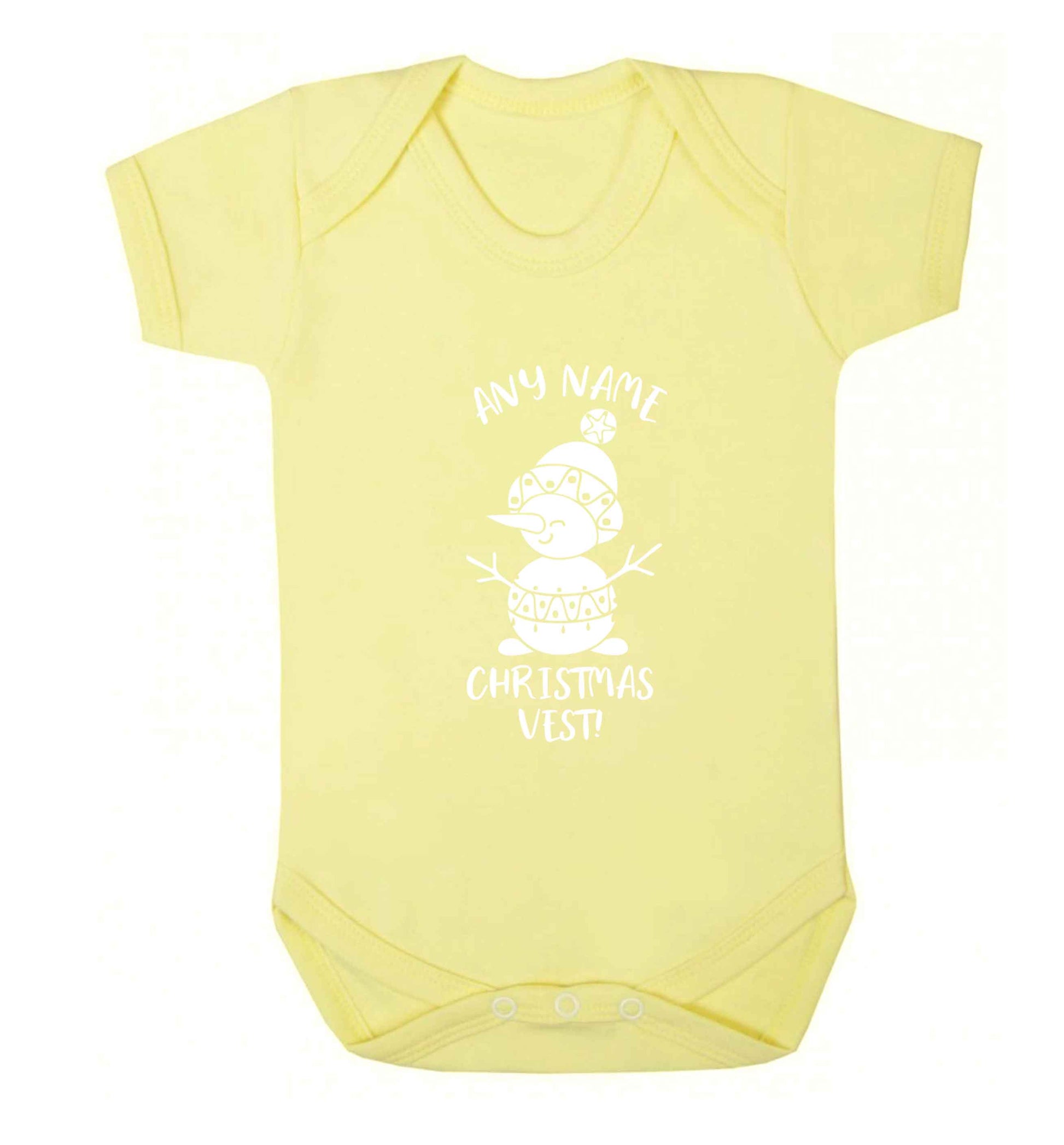 Personalised Christmas vest any name Baby Vest pale yellow 18-24 months