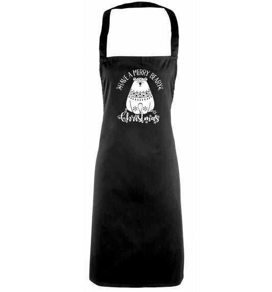 Have a merry beary Christmas black apron