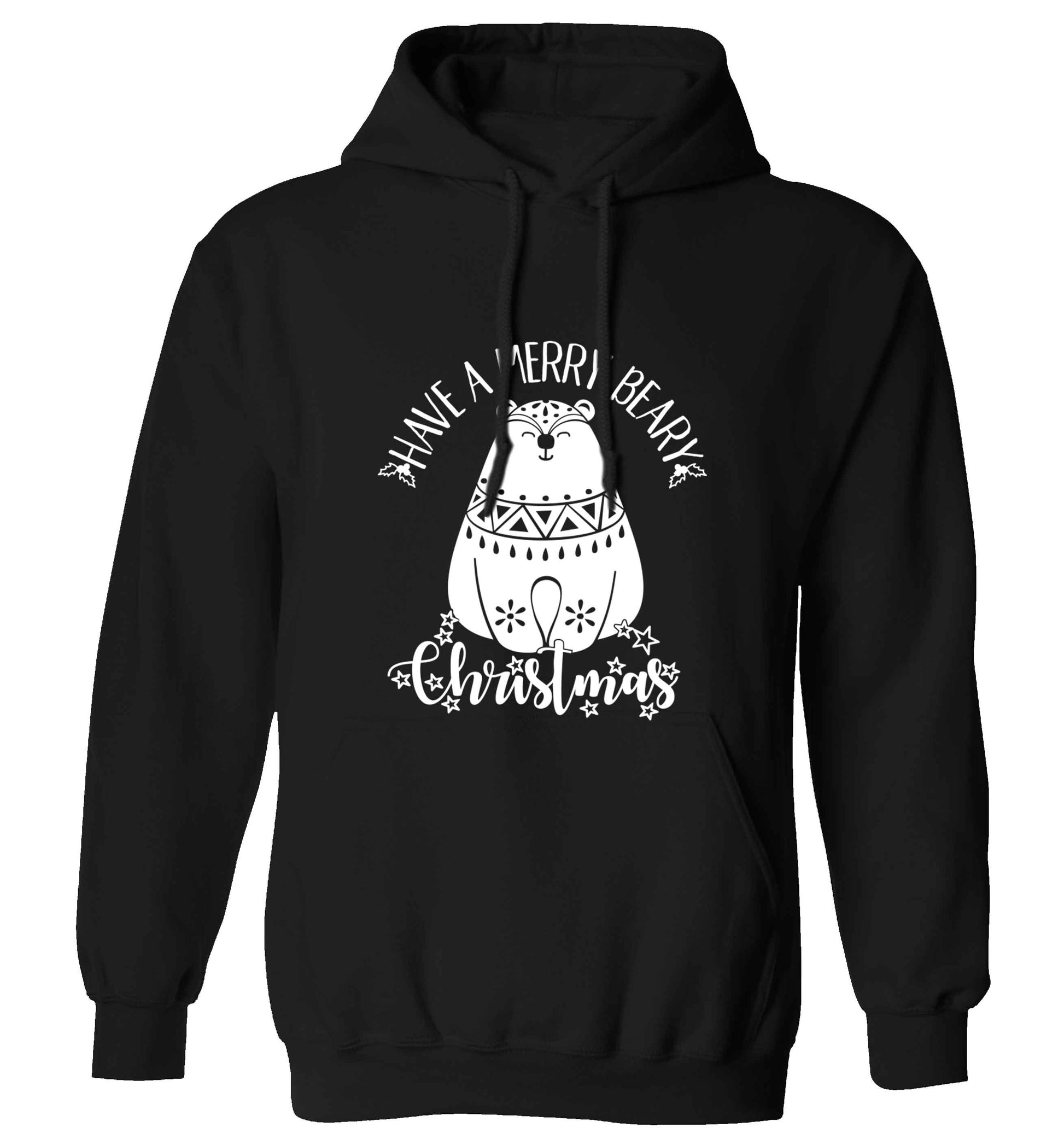 Have a merry beary Christmas adults unisex black hoodie 2XL