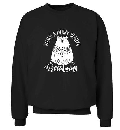 Have a merry beary Christmas Adult's unisex black Sweater 2XL