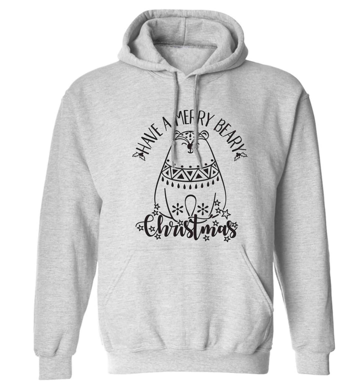 Have a merry beary Christmas adults unisex grey hoodie 2XL