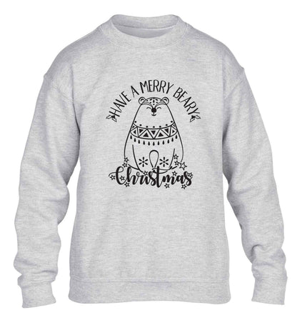 Have a merry beary Christmas children's grey sweater 12-13 Years