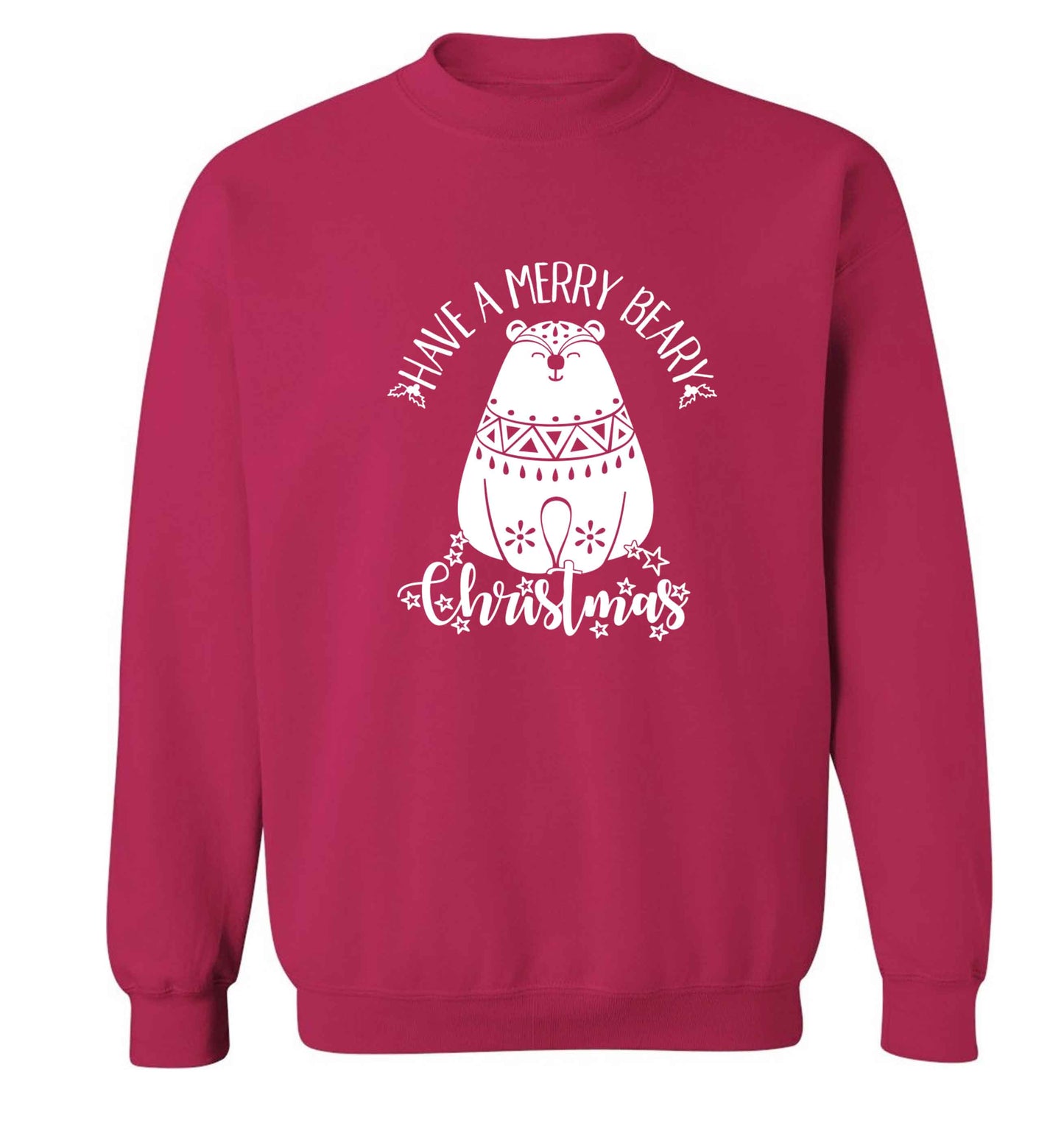 Have a merry beary Christmas Adult's unisex pink Sweater 2XL