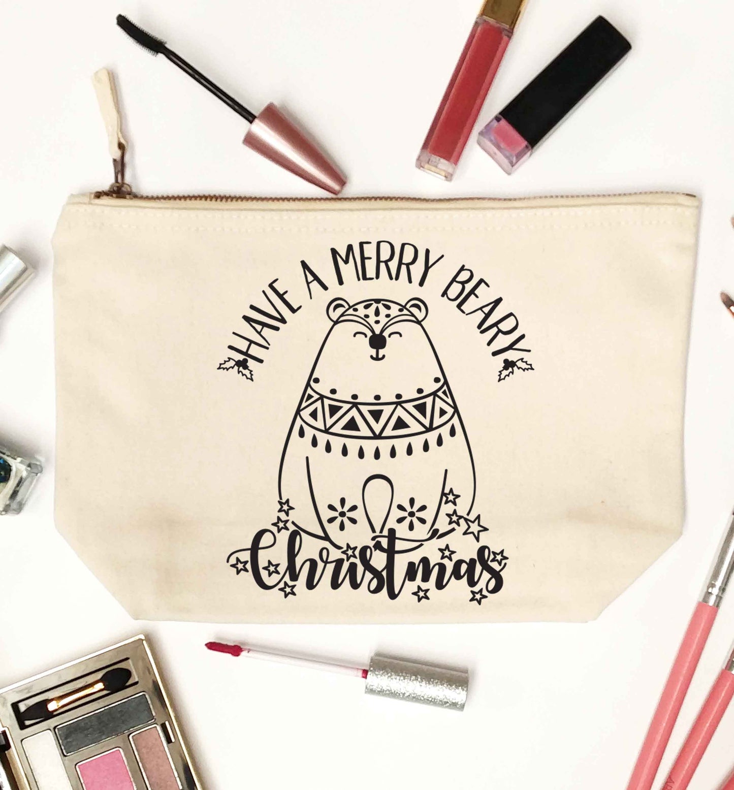 Have a merry beary Christmas natural makeup bag
