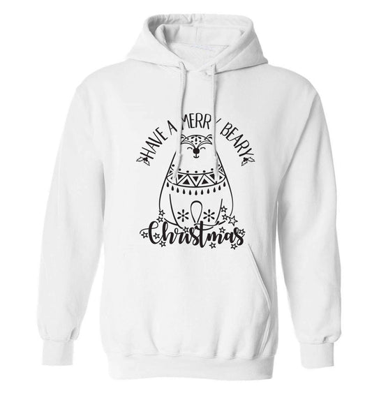 Have a merry beary Christmas adults unisex white hoodie 2XL