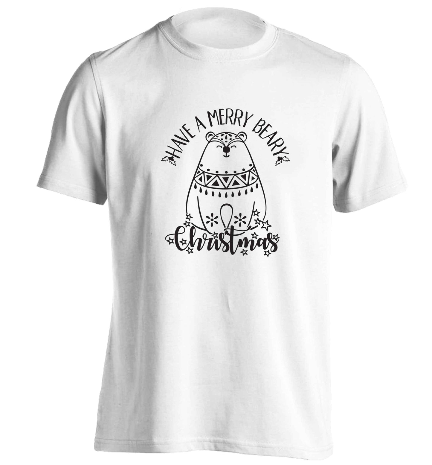 Have a merry beary Christmas adults unisex white Tshirt 2XL