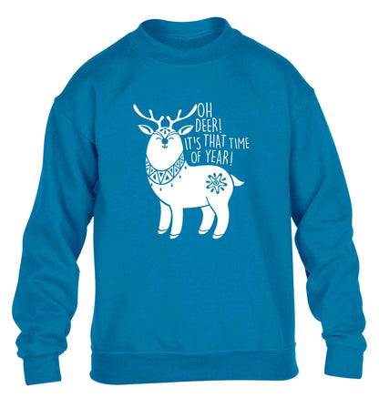 Oh dear it's that time of year children's blue sweater 12-13 Years
