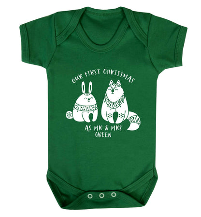 Our first Christmas as Mr & Mrs personalised Baby Vest green 18-24 months