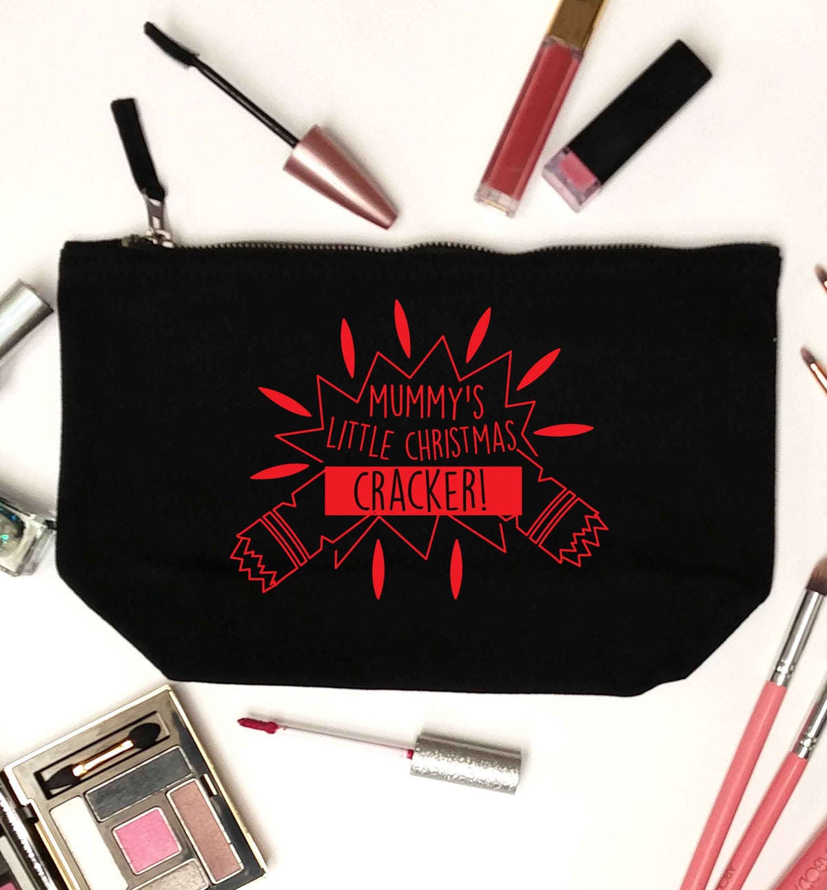 Mummy's little christmas cracker black makeup bag