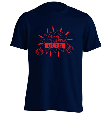 Mummy's little christmas cracker adults unisex navy Tshirt 2XL