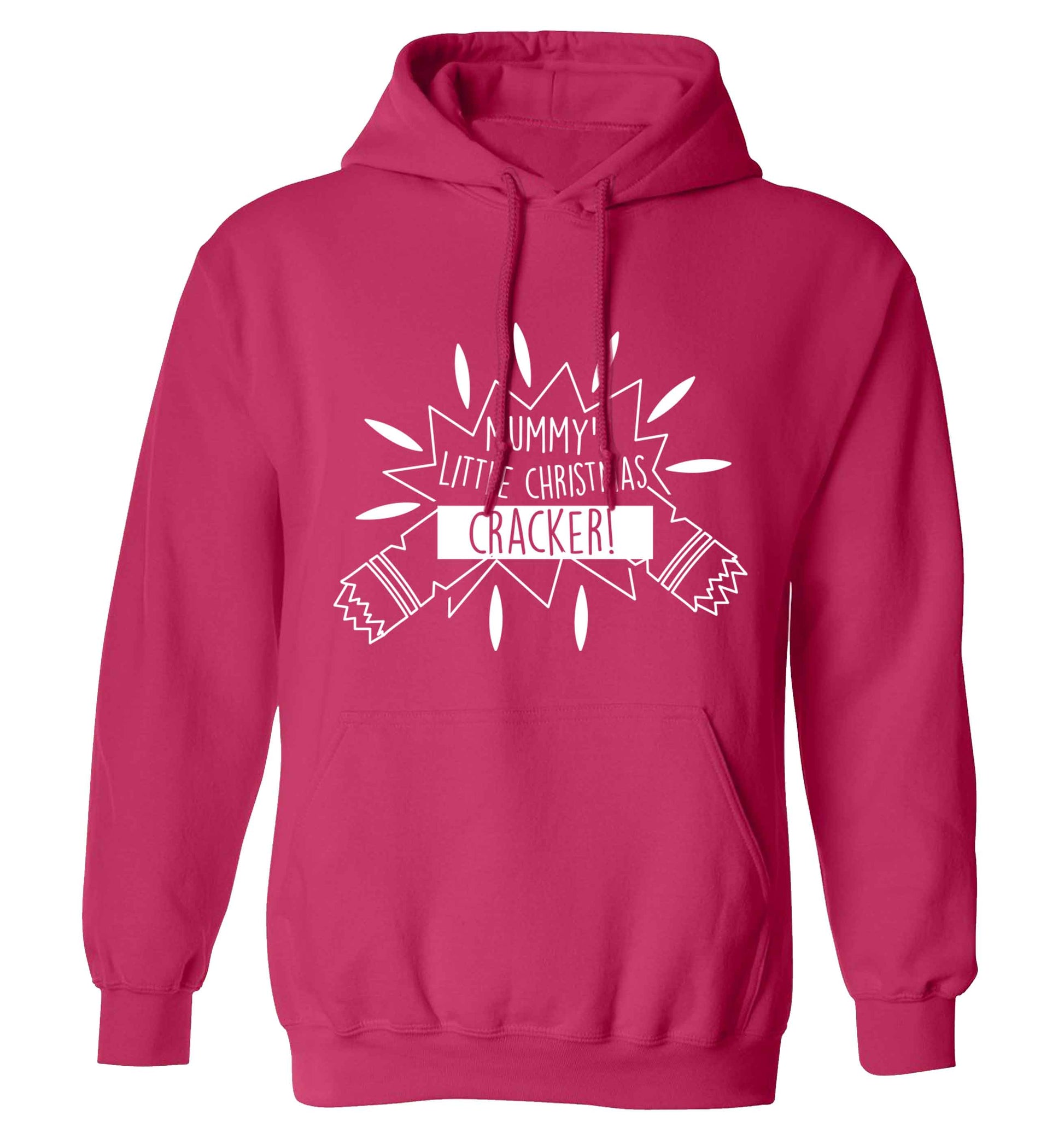 Mummy's little christmas cracker adults unisex pink hoodie 2XL