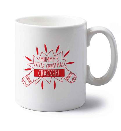 Mummy's little christmas cracker left handed white ceramic mug 